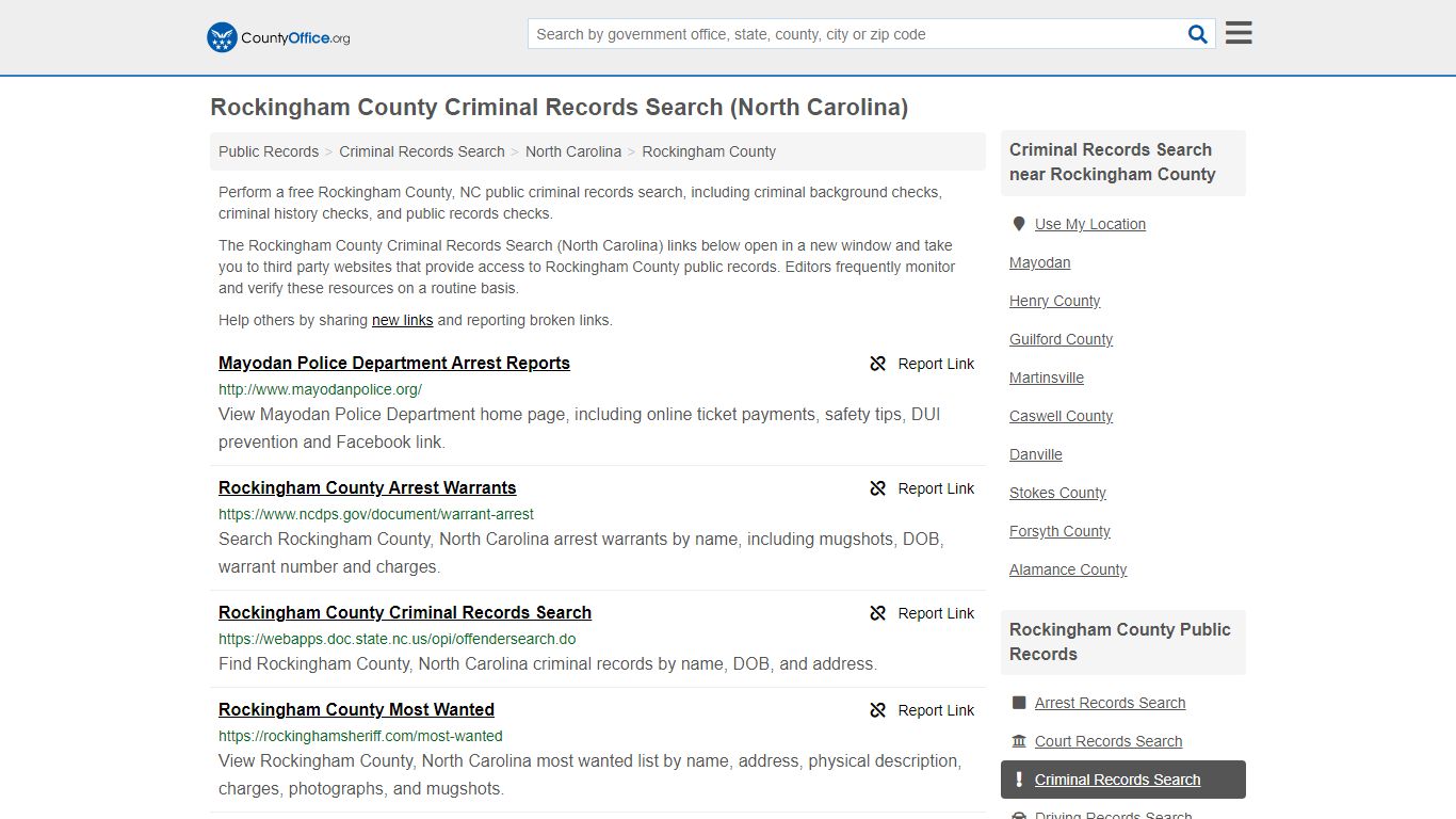 Criminal Records Search - Rockingham County, NC (Arrests ...